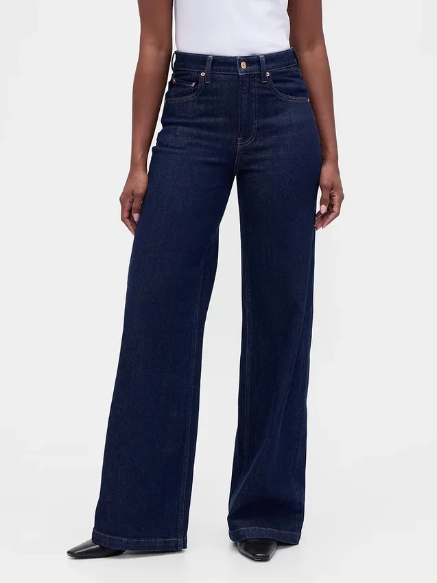 Curvy High Rise Stride-jeans med vida ben