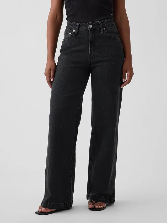 Curvy High Rise Stride-jeans med vida ben