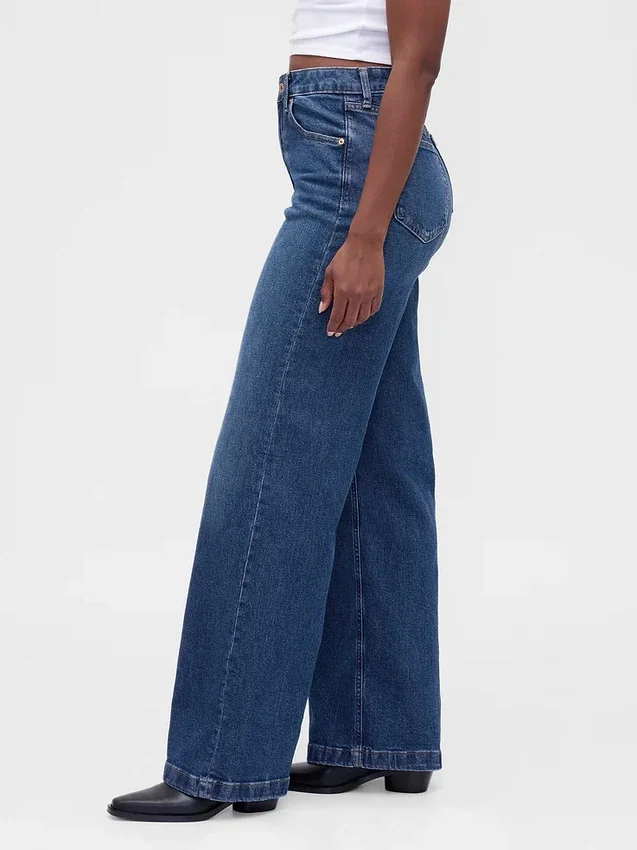 Curvy High Rise Stride-jeans med vida ben