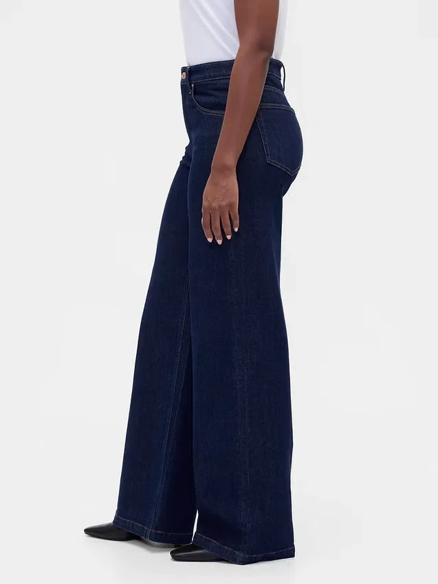 Curvy High Rise Stride-jeans med vida ben