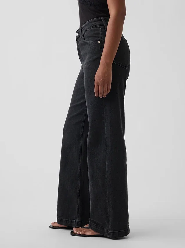 Curvy High Rise Stride-jeans med vida ben