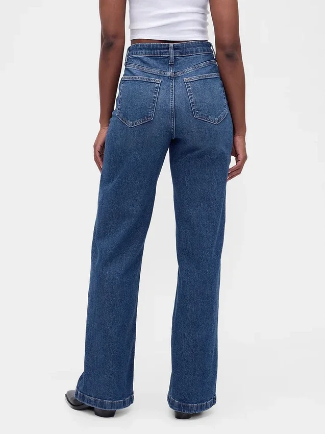 Curvy High Rise Stride-jeans med vida ben