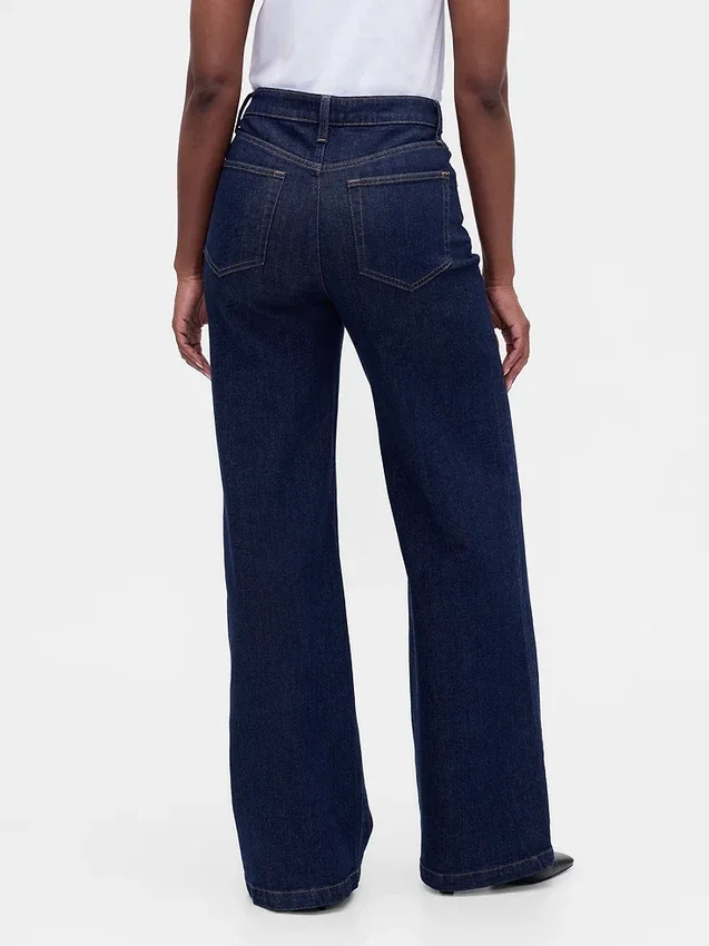 Curvy High Rise Stride-jeans med vida ben
