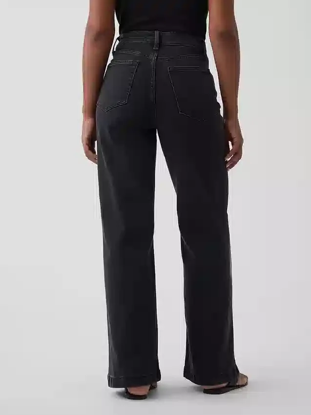 Curvy High Rise Stride-jeans med vida ben