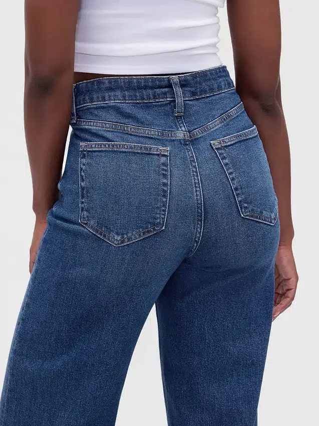 Curvy High Rise Stride-jeans med vida ben