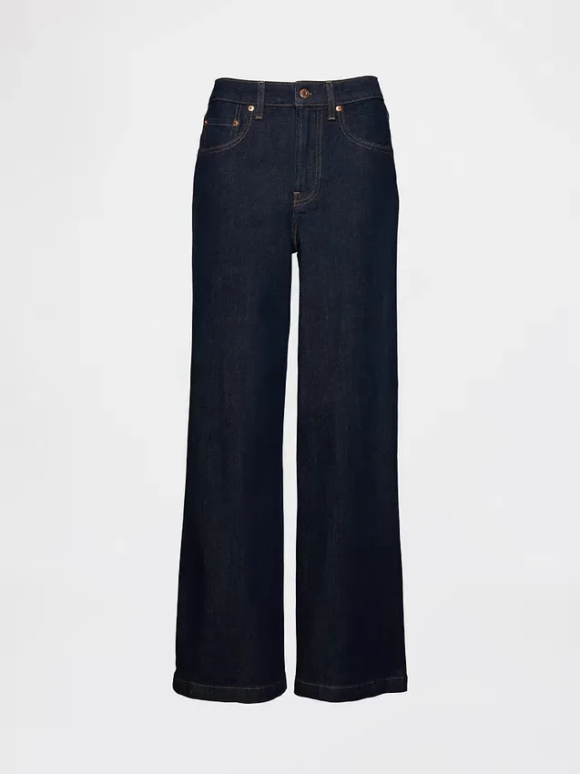 Curvy High Rise Stride-jeans med vida ben