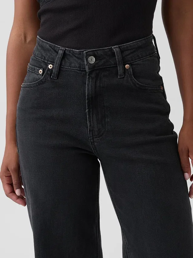 Curvy High Rise Stride-jeans med vida ben