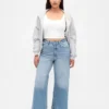 Curvy High Stride-jeans med vida ben och ankellängd