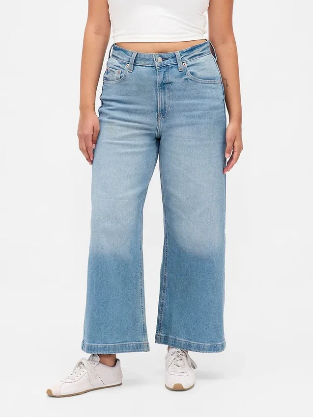 Curvy High Stride-jeans med vida ben och ankellängd