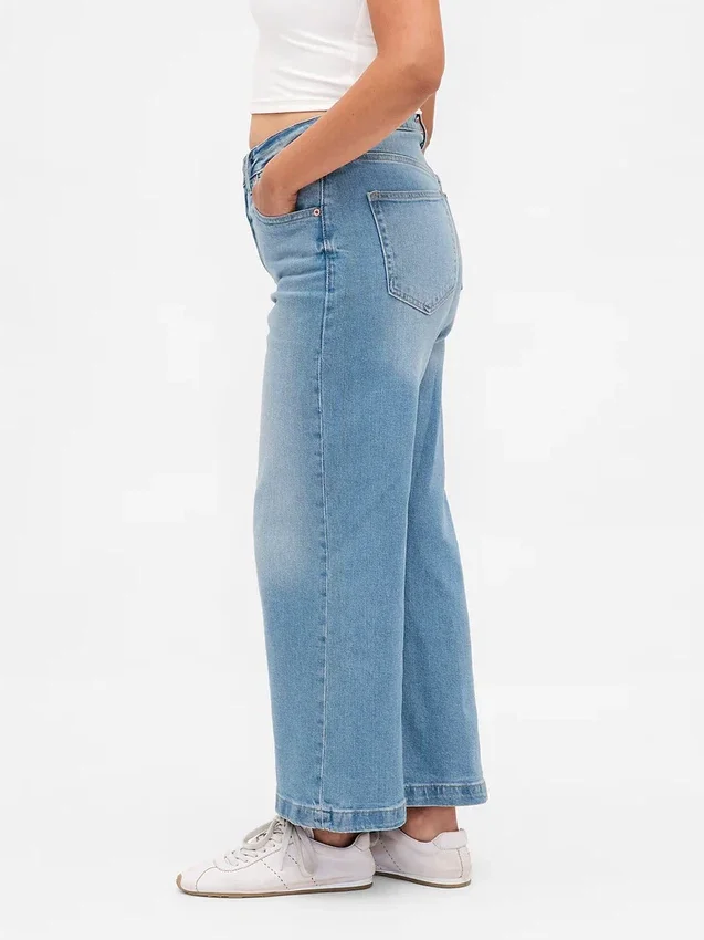Curvy High Stride-jeans med vida ben och ankellängd