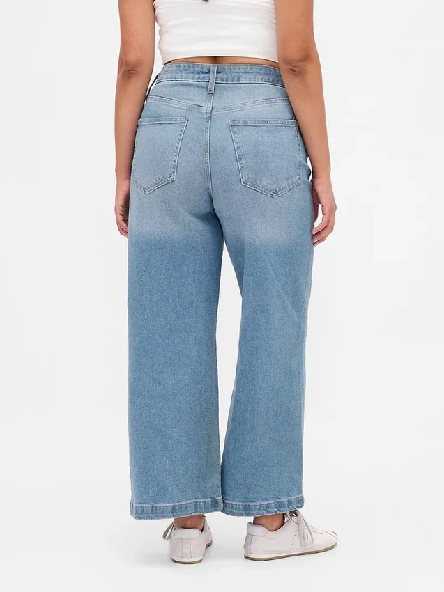 Curvy High Stride-jeans med vida ben och ankellängd