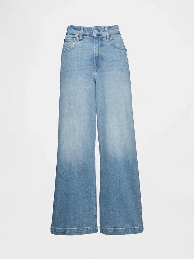 Curvy High Stride-jeans med vida ben och ankellängd