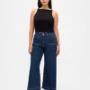 Curvy-jeans med hög midja, vid ben och ankellängd
