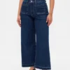 Curvy-jeans med hög midja, vid ben och ankellängd