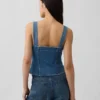 Denim-korsetttop med fickor
