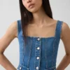 Denim-korsetttop med fickor
