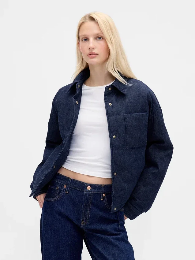 Denim-pufferjacka