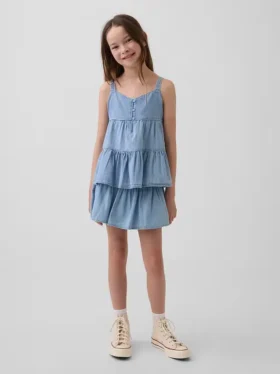 Denimskort med volanger för barn