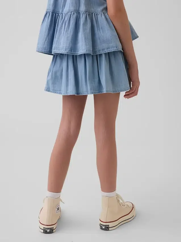 Denimskort med volanger för barn