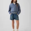 Dolphin-shorts i denim med hög midja för barn
