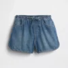 Dolphin-shorts i denim med hög midja för barn