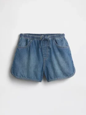 Dolphin-shorts i denim med hög midja för barn