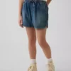 Dolphin-shorts i denim med hög midja för barn