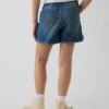 Dolphin-shorts i denim med hög midja för barn