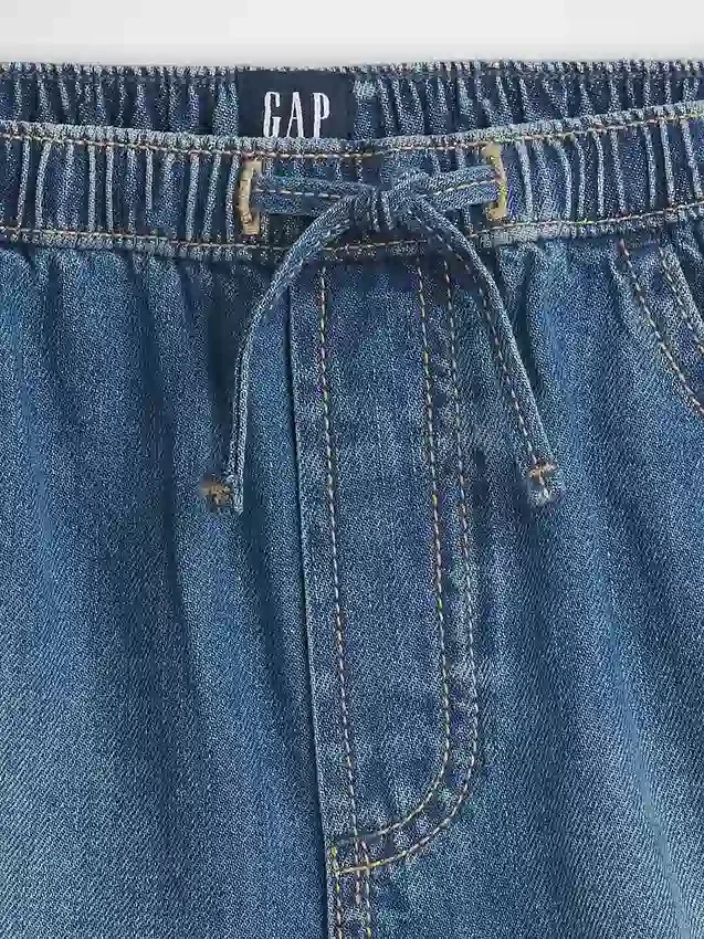 Dolphin-shorts i denim med hög midja för barn