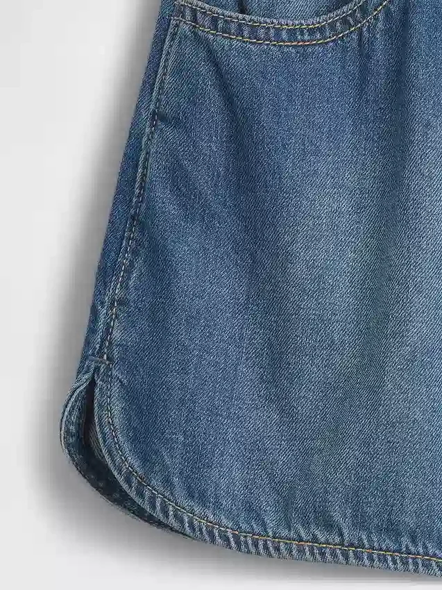 Dolphin-shorts i denim med hög midja för barn