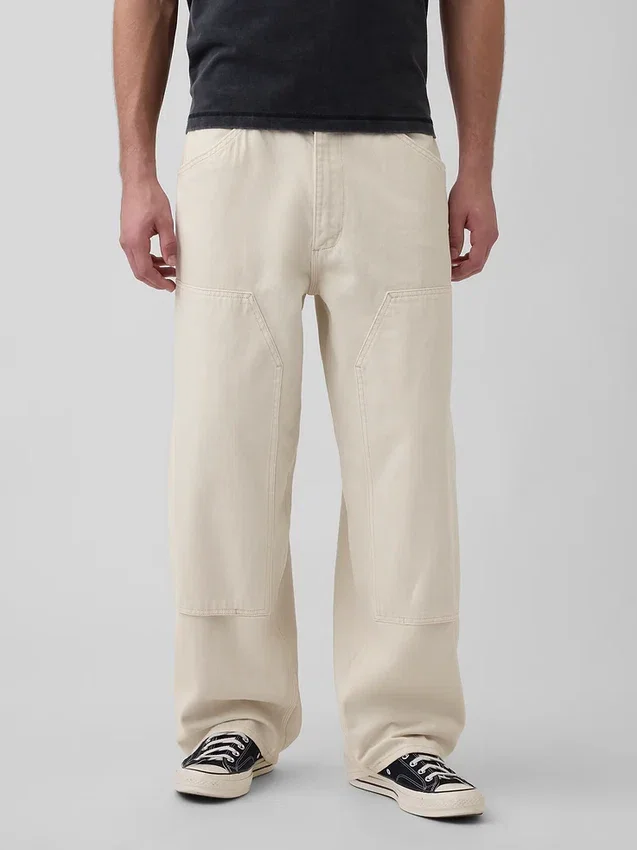 Extra baggy snickarjeans med dubbla knän