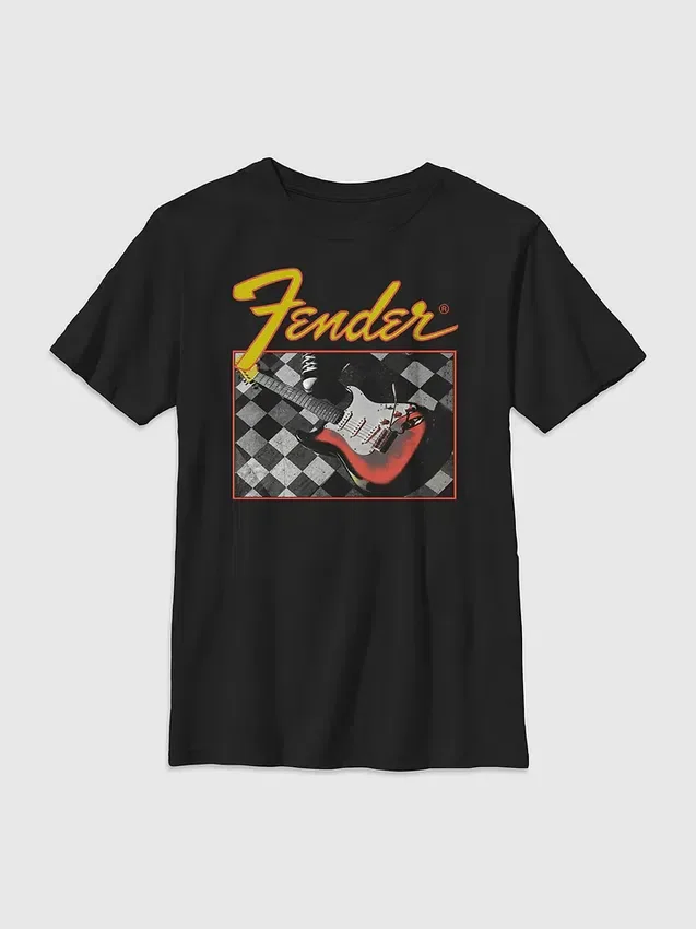 Fender-T-shirt med rutmönster för barn