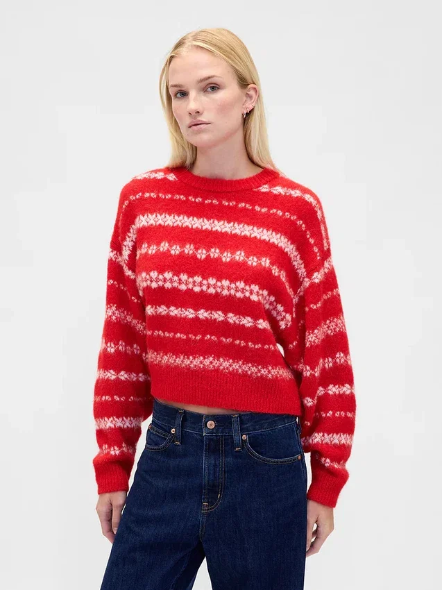 Fluffig, oversized tröja med rund hals
