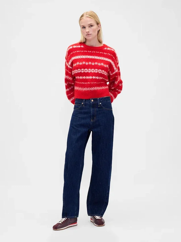 Fluffig, oversized tröja med rund hals