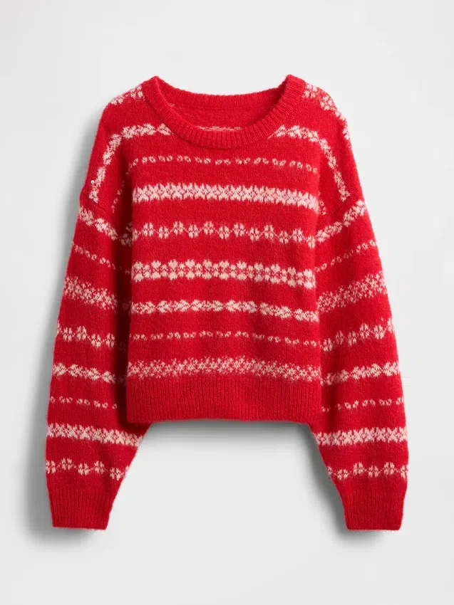 Fluffig, oversized tröja med rund hals