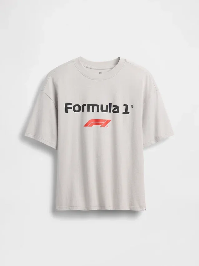 Formel 1-T-shirt i oversized-modell med tryck för barn