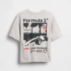 Formel 1-T-shirt i oversized-modell med tryck för barn