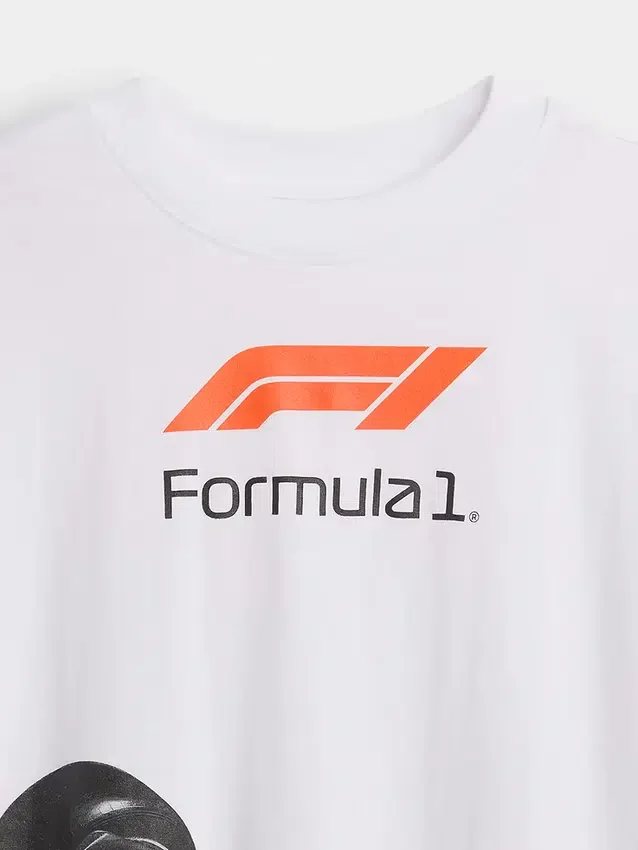 Formel 1-T-shirt i oversized-modell med tryck för barn