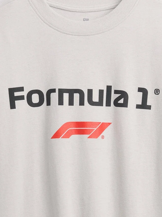 Formel 1-T-shirt i oversized-modell med tryck för barn