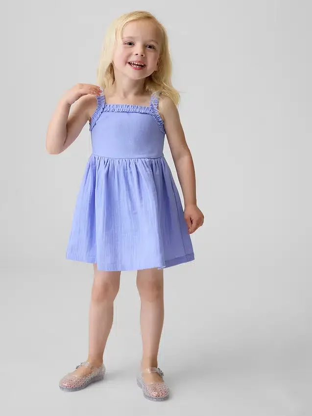 Förklädesklänning i blandmaterial för Baby & Småbarn