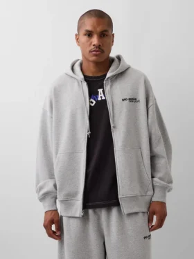 Gap × Awake Ny Tjock, oversized hoodie med logotyp och dragkedja