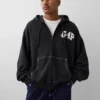 Gap × Awake Ny Tjock, oversized hoodie med logotyp och dragkedja