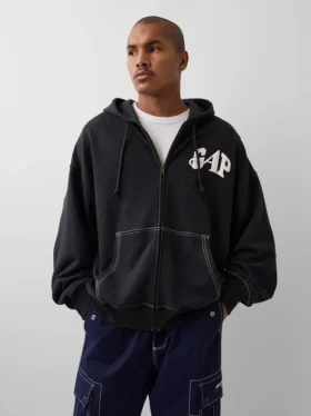 Gap × Awake Ny Tjock, oversized hoodie med logotyp och dragkedja