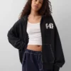 Gap × Awake Ny Tjock, oversized hoodie med logotyp och dragkedja