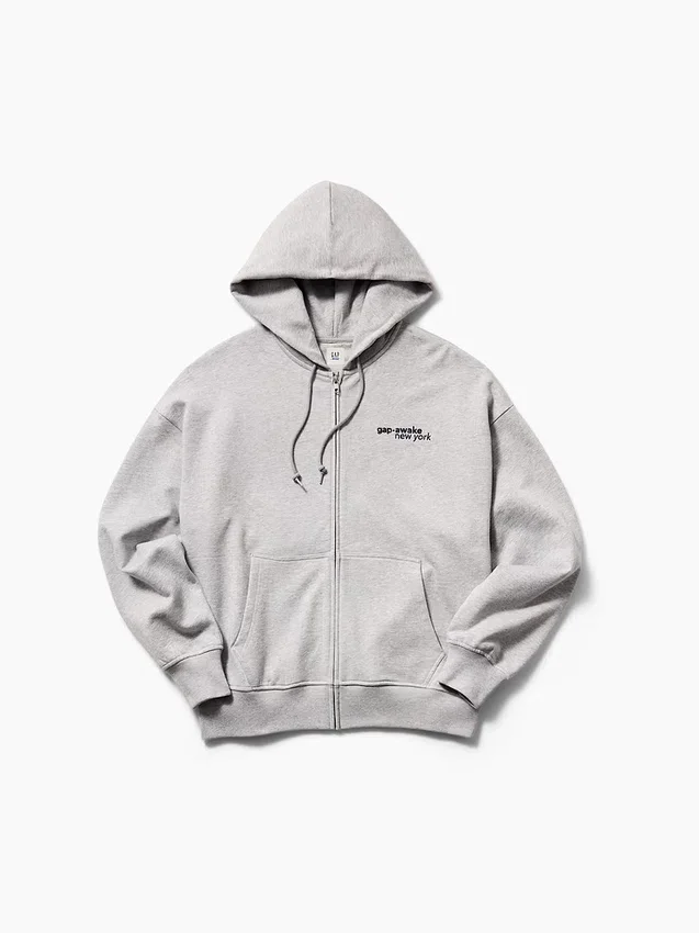 Gap × Awake Ny Tjock, oversized hoodie med logotyp och dragkedja