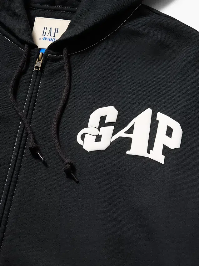 Gap × Awake Ny Tjock, oversized hoodie med logotyp och dragkedja
