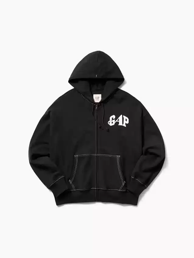 Gap × Awake Ny Tjock, oversized hoodie med logotyp och dragkedja