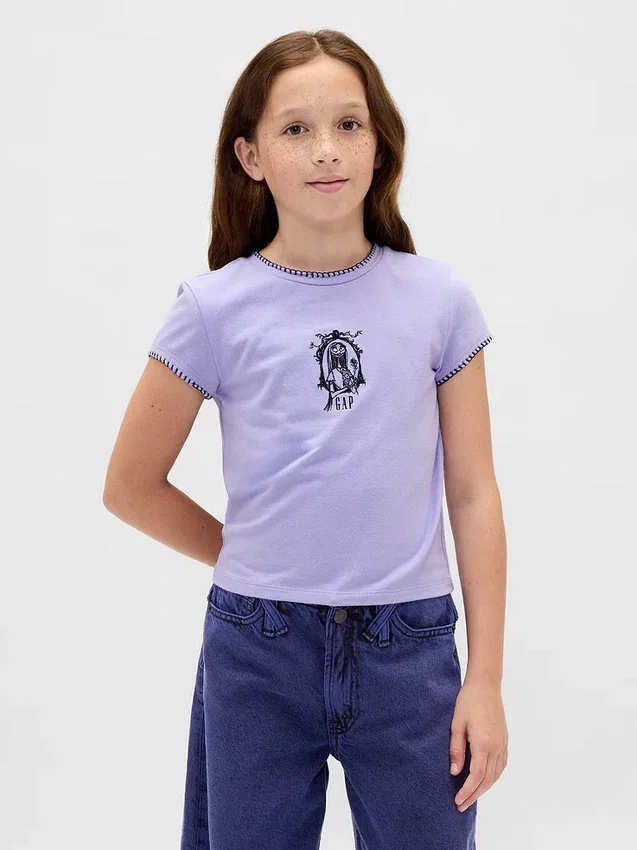 Gap × Disney Tim Burtons The Nightmare Before Christmas – grafisk T-shirt i krympt passform för barn