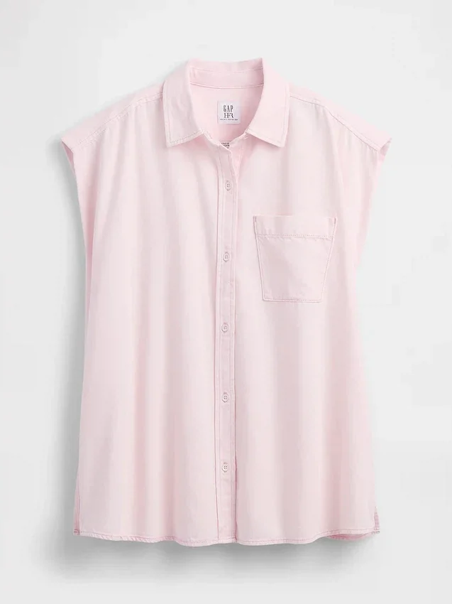 Gap × Hfr Ultrasoft Denim-skjorta med breda axlar från Nicole Benefield Portfolio