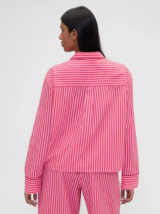 Gap × Summer Fridays avslappnad passform med randigt poplin i skjortaform